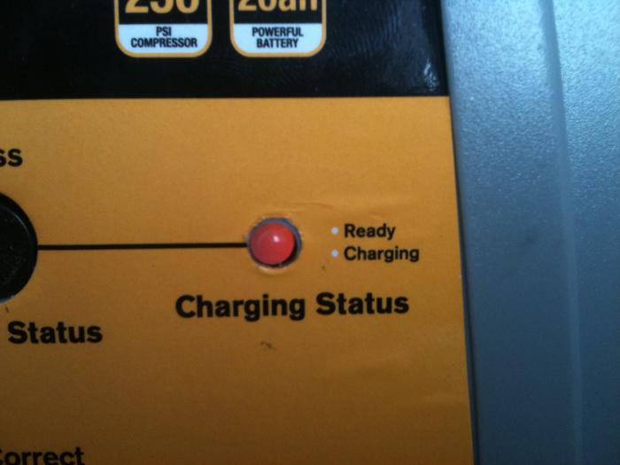 Charging status light on a portable power pack