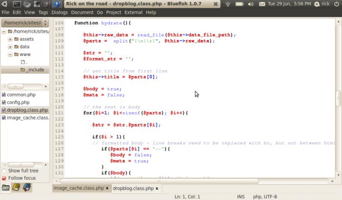 Editing PHP code in Bluefish on Ubuntu