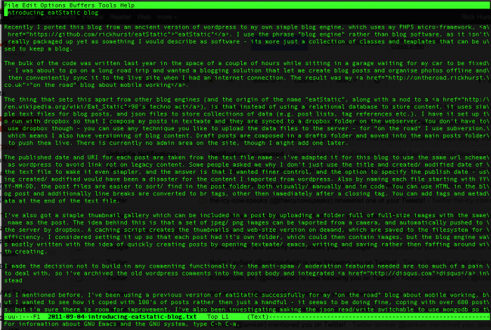 Editing a blog post in Emacs