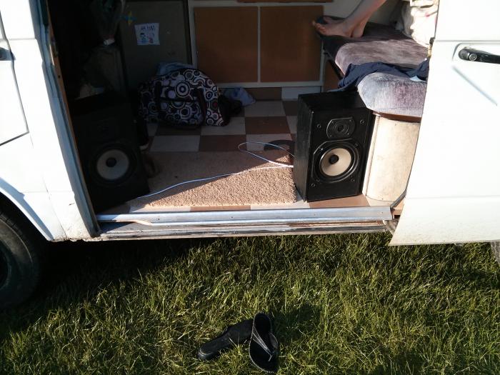 Looking inside the T25's open side door