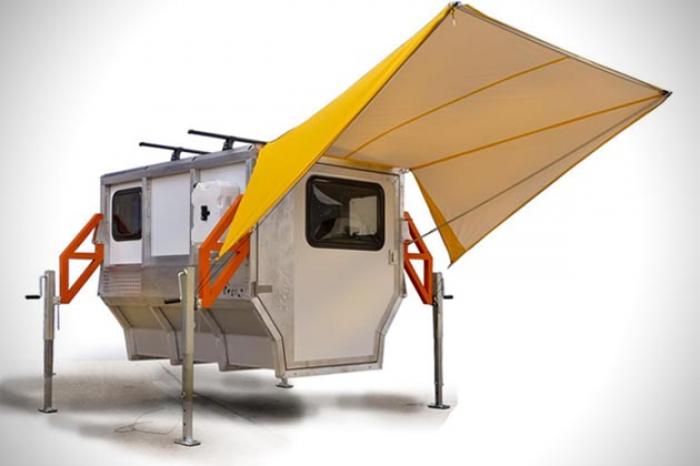 Firefly micro camper with an awning