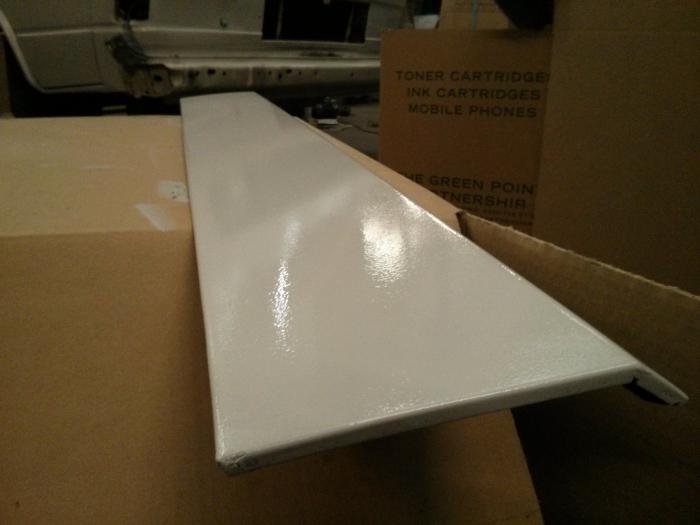 Freshly painted sliding door trim panel
