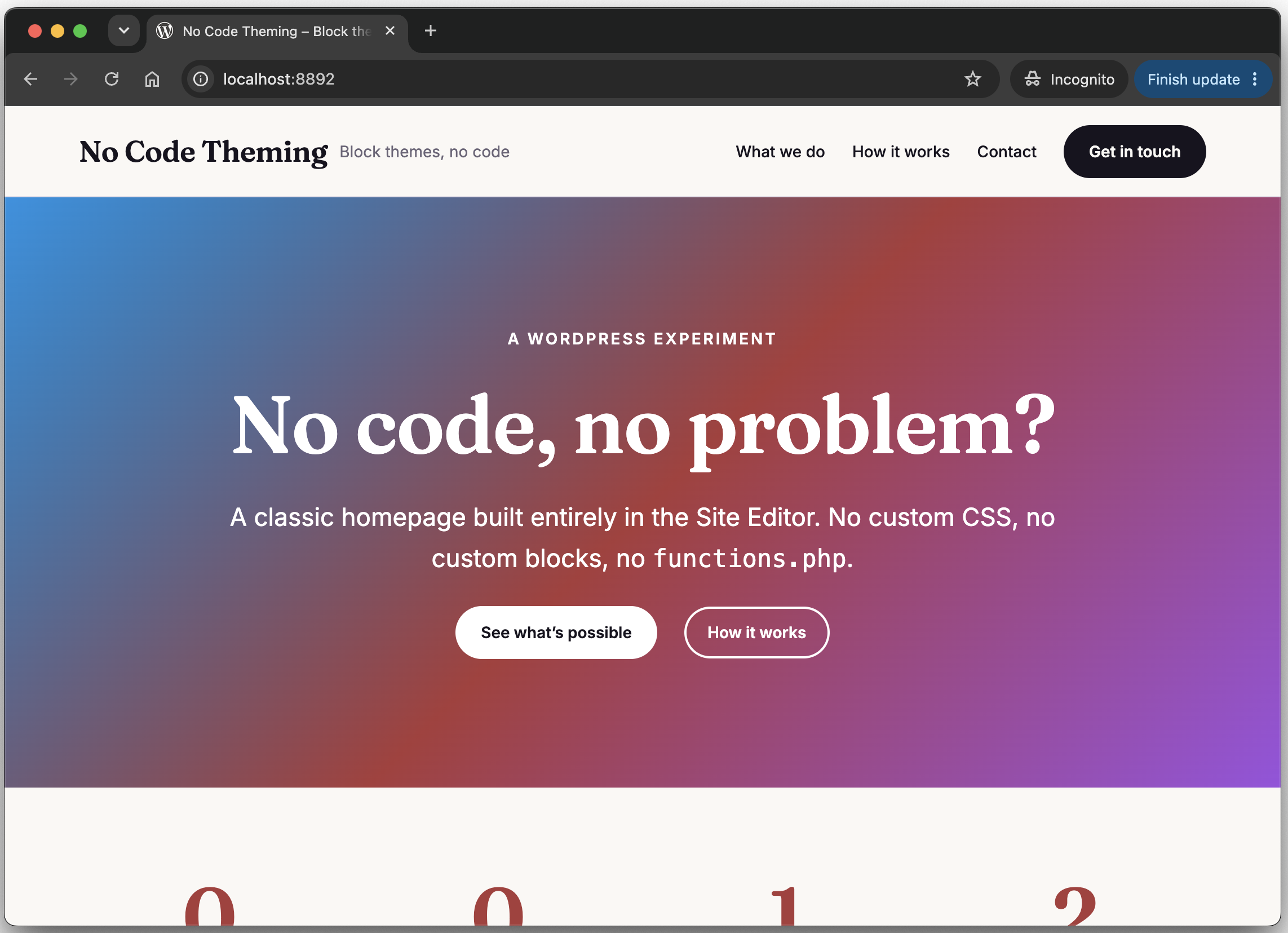 No code theming in WordPress – what’s going on?