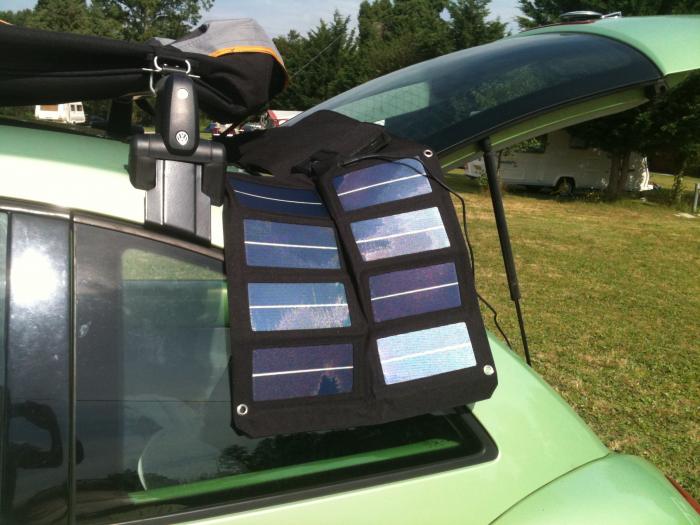 SolarSupra solar panel trickle charging a leisure battery