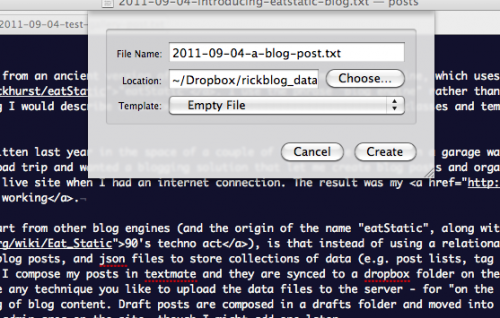 creating a new blog post in textmate