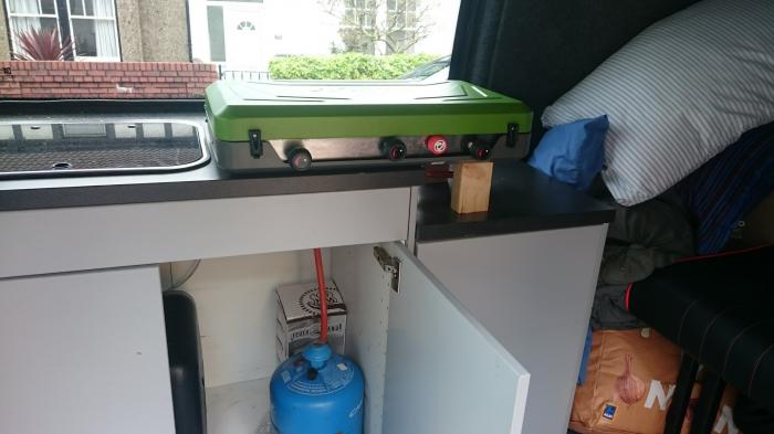 Vango combi IR Grill cooker in campervan