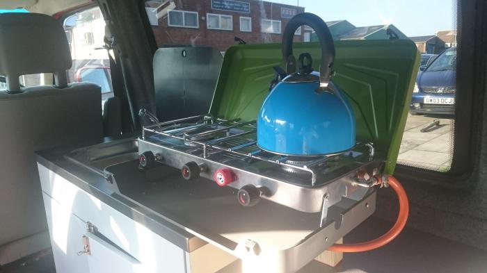 Vango combi IR Grill cooker in campervan